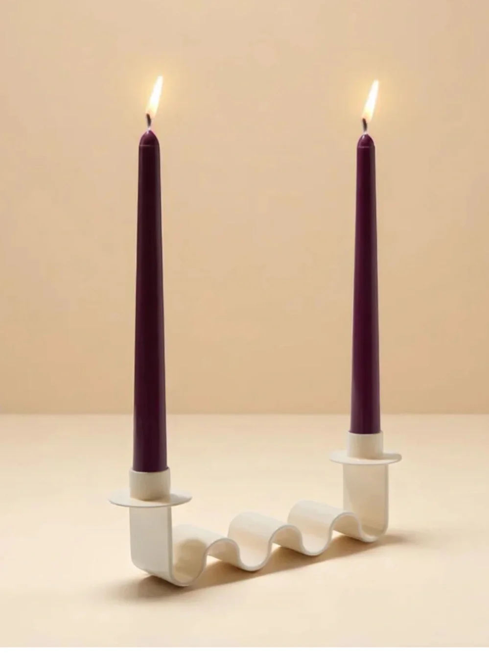 Helen White Wavy Two-Taper Candle Holder